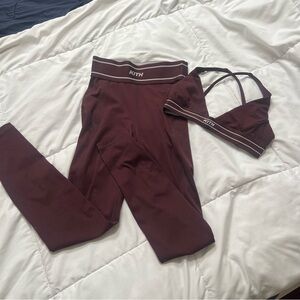 Kith Burgundy Workout Set Leggings and Top Size XS